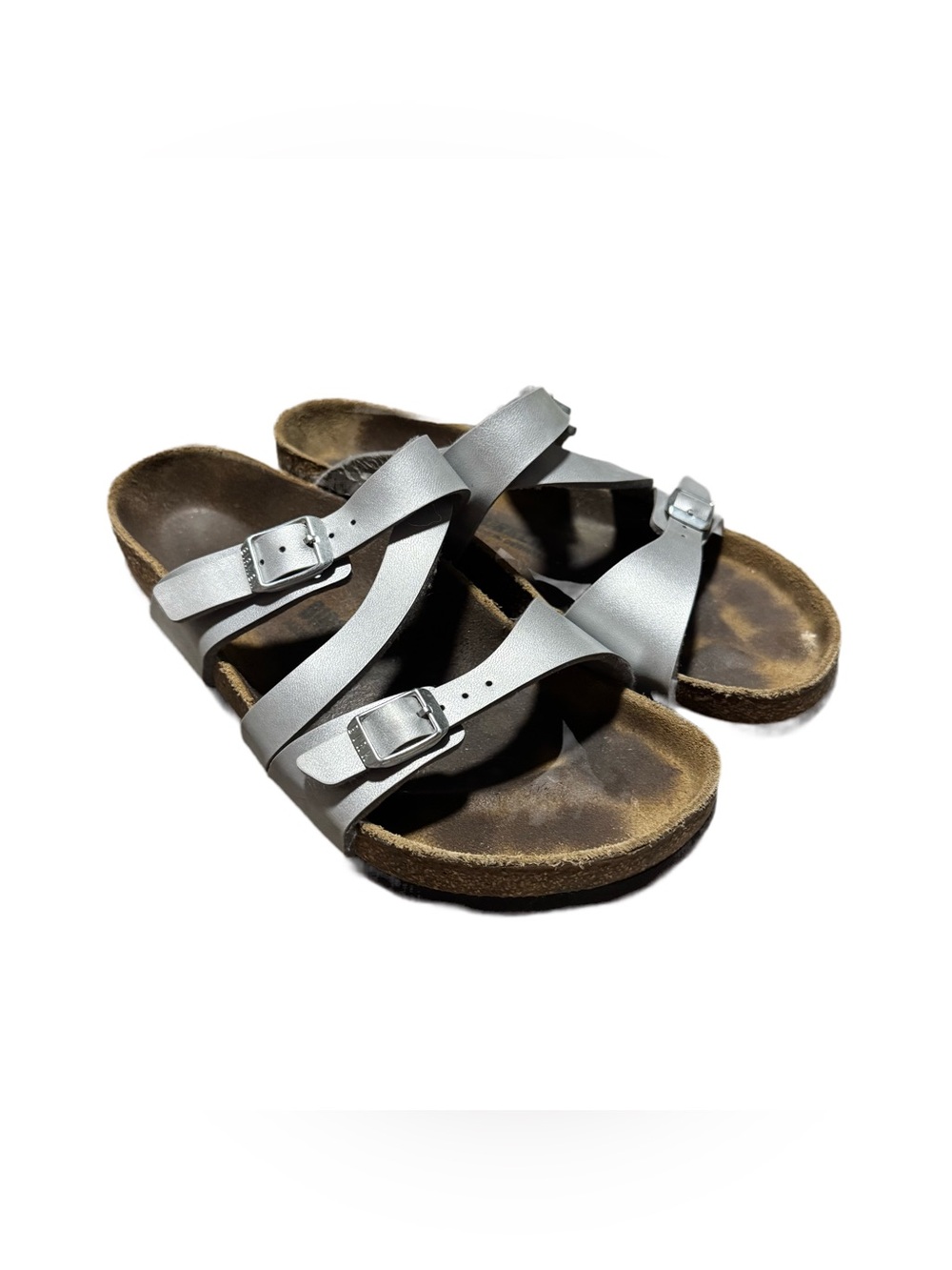 Birkenstock Franca Sandal Women's 38 Silver Leather Comfort Shoe Vacation Summer